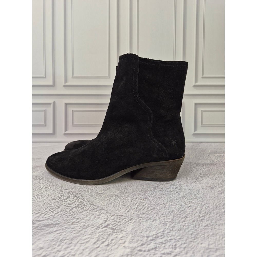 Frye Womens Size 9 M Suede Leather Farrah Wave Short Bootie Black Pull On